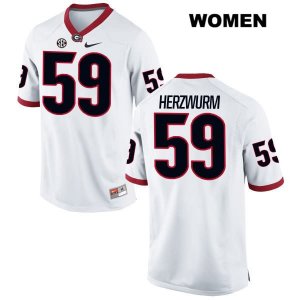 Women's Georgia Bulldogs NCAA #59 Matthew Herzwurm Nike Stitched White Authentic College Football Jersey BQF7054TI